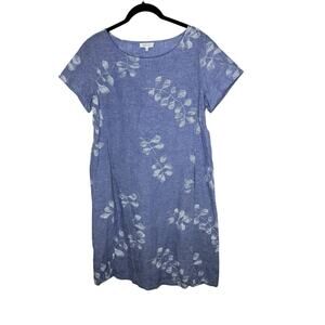 Habitat Clothes To Live In Womens Dress Small‎ Linen Blend Leaf Print Pockets